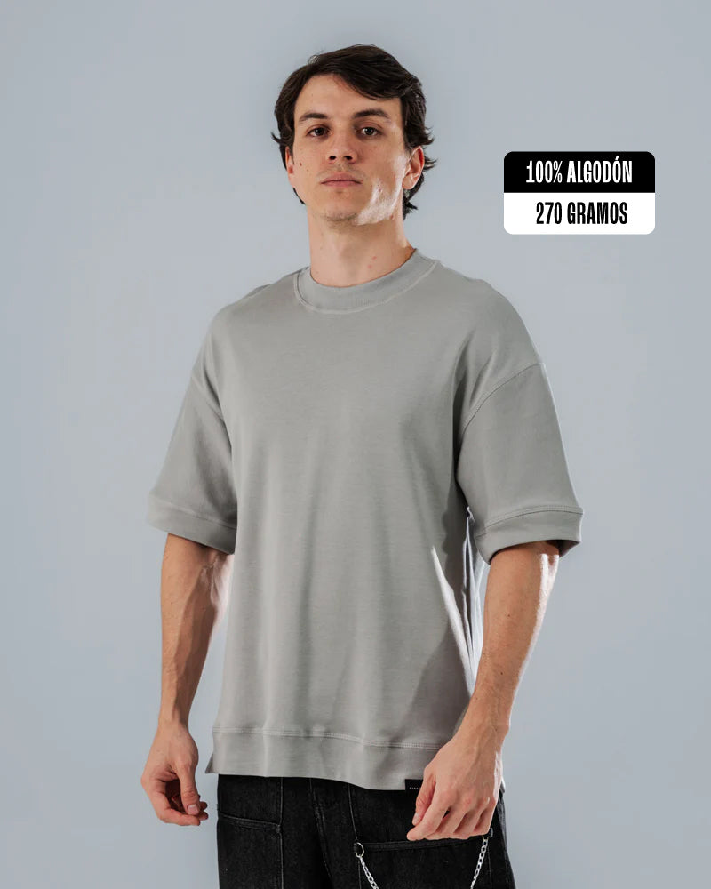 Camiseta Básica Oversize 300 Gramos Gris - Main Image