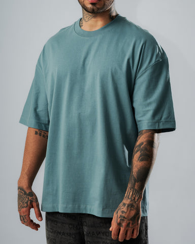 Camiseta Oversize Básica Azul Grisáceo Camiseta Oversize Básica Azul Grisáceo