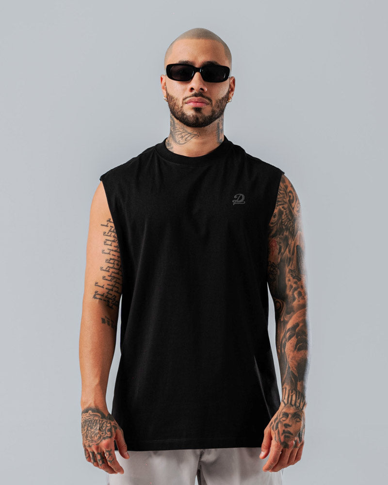 Camiseta Sin Mangas Para Hombre Negra