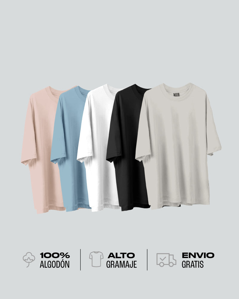 Pack de 5 Camisetas Básicas Oversize Para Hombre - Color Nude – Dynamo Brand