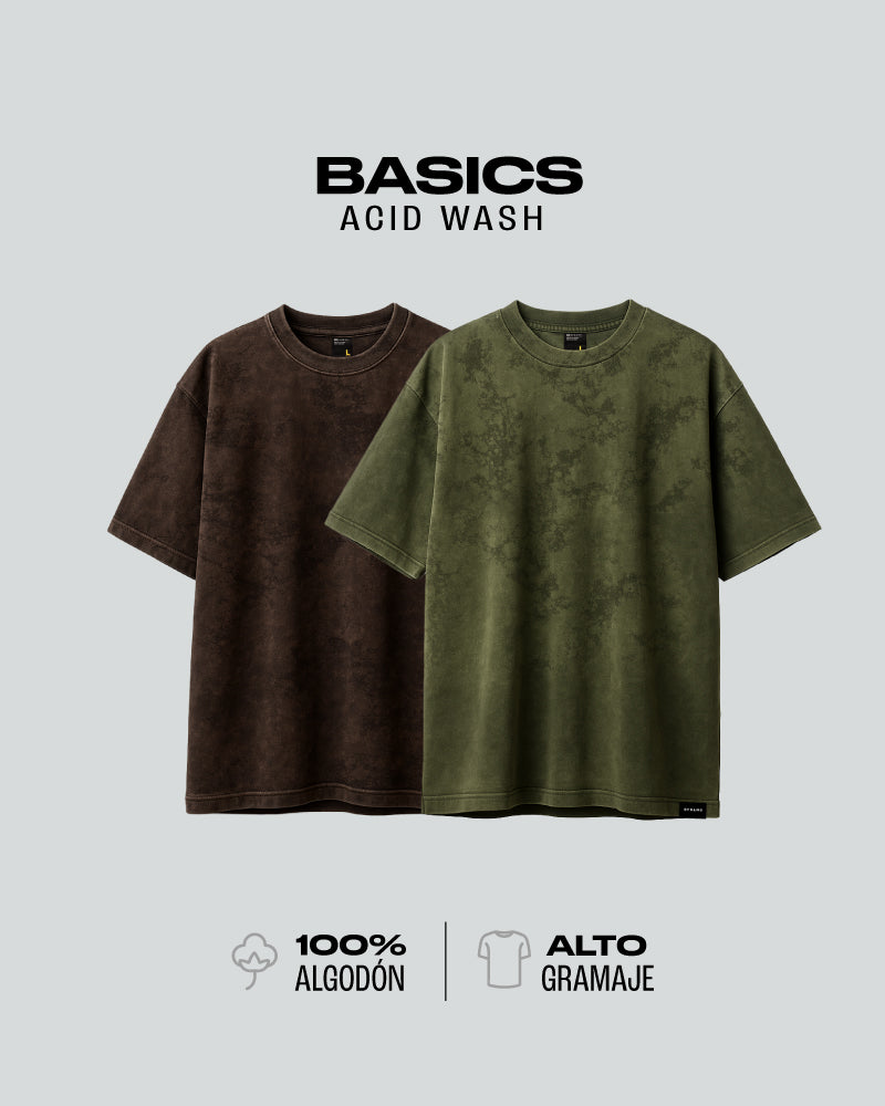 Duo Pack Básicas Oversize Acid Wash Earth