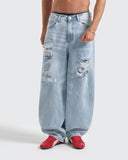 Jean Azul Claro Baggy Destroyed