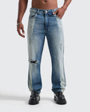 Jeans Azul Regular Distressed