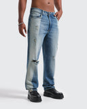Jeans Azul Regular Distressed