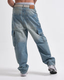 Jeans Baggy Cargo Azul