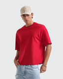 Camiseta Boxy Fit Básica Roja