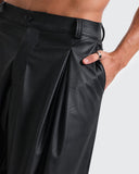 Pantalón Negro Wide Leg Leather Effect
