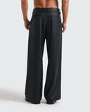 Pantalón Negro Wide Leg Leather Effect