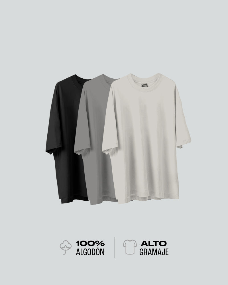 3 Camisetas Para Hombre Básicas Oversize Monochrome