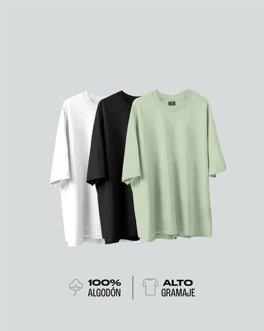 3 Camisetas Para Hombre Básicas Oversize - Pack x3 Laurel