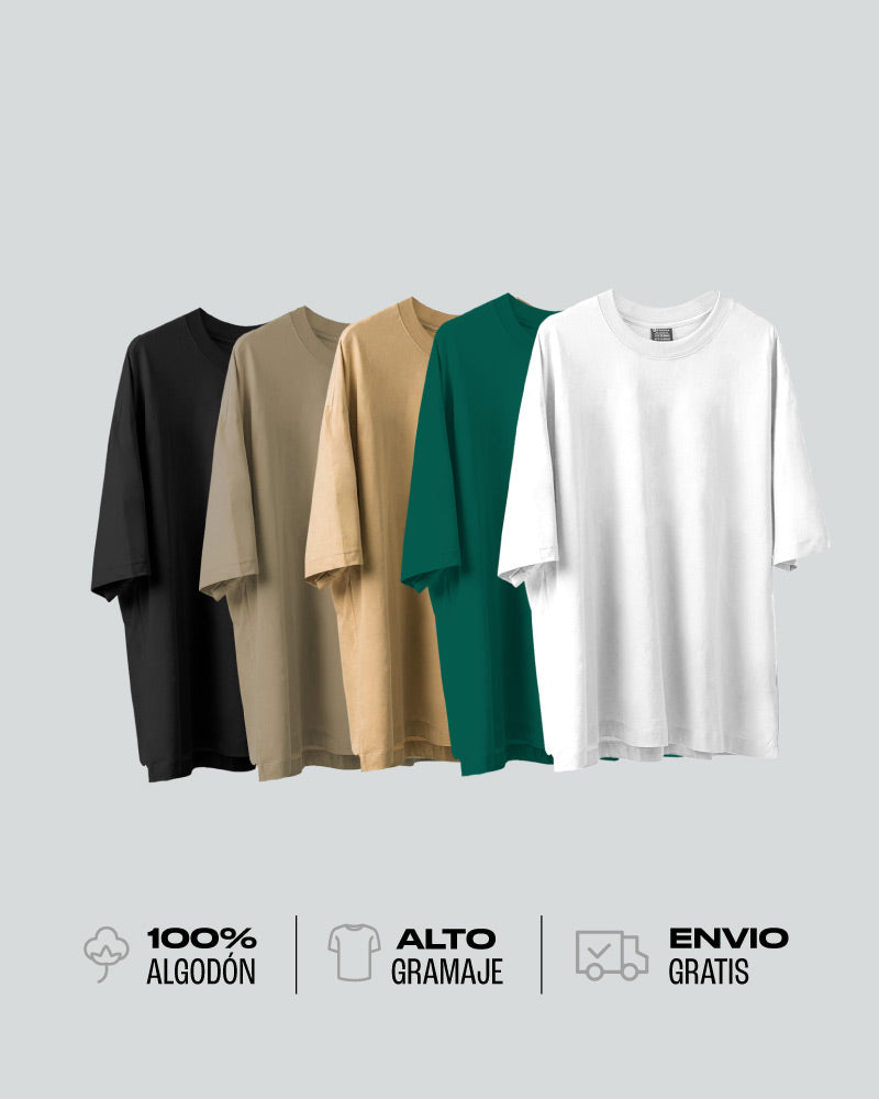 5 Camisetas Básicas Oversize Para Hombre - Wood Land