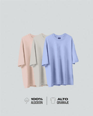 3 Camisetas Para Hombre Básicas Oversize - Pack X3 Lavanda