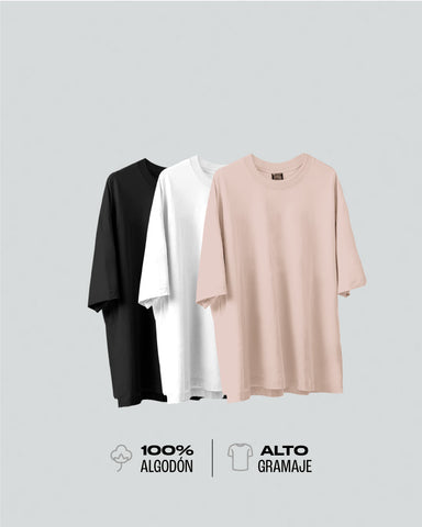 3 Camisetas Para hombre Básicas Oversize - Pack X3 Trend