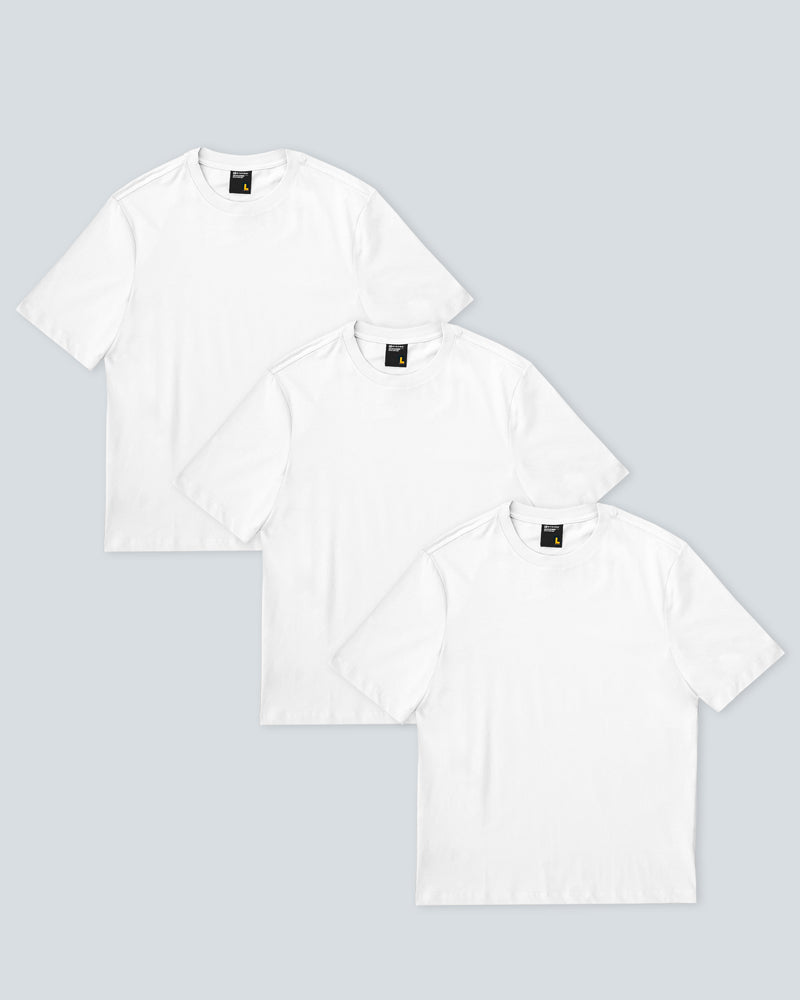 3 Camisetas Para Hombre Básicas Regular - Pack X3 Blanca