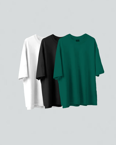 3 Camisetas Básicas Oversize - Pack X3 Green