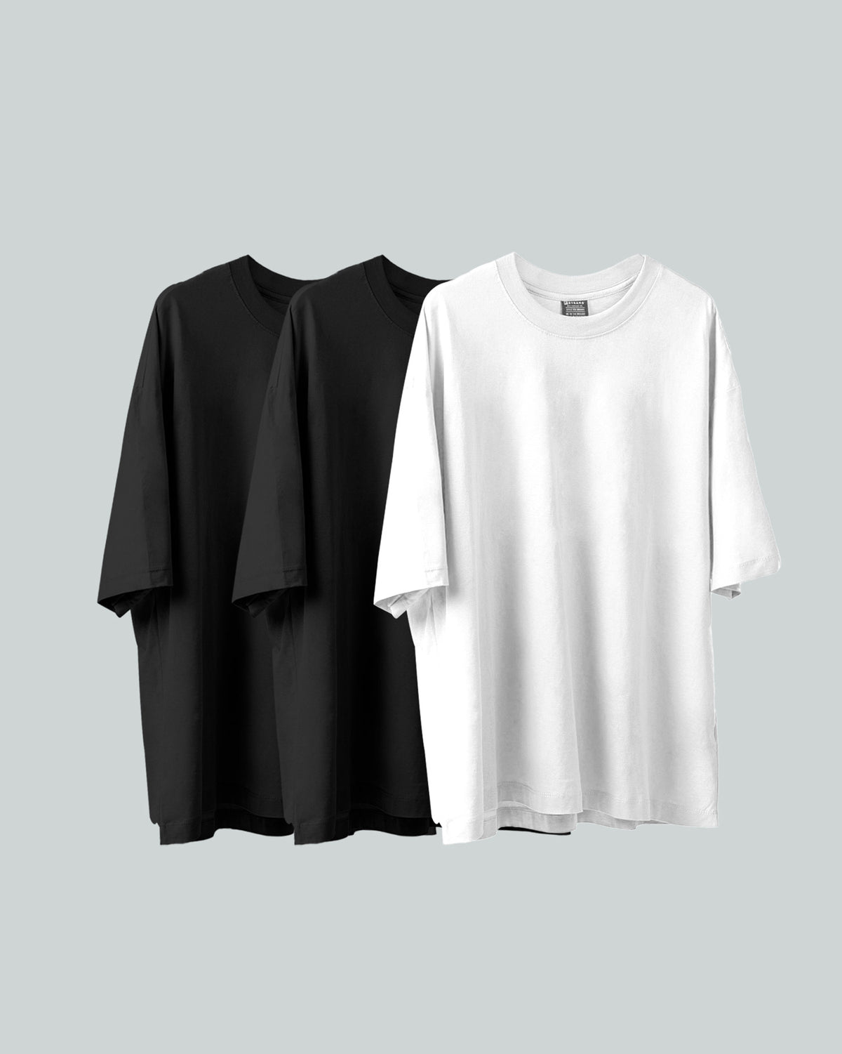 3 Camisetas Oversize Básicas - Black & White