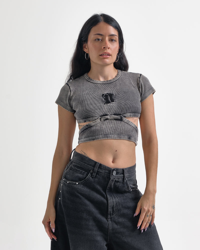 Crop Top Gris Acid Wash – Dynamo Brand