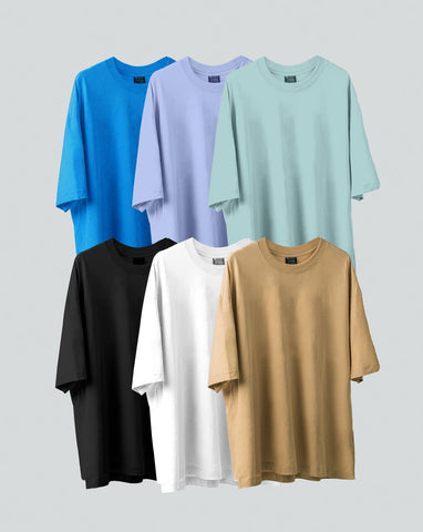 6 Camisetas Básicas Oversize - Colors Pack
