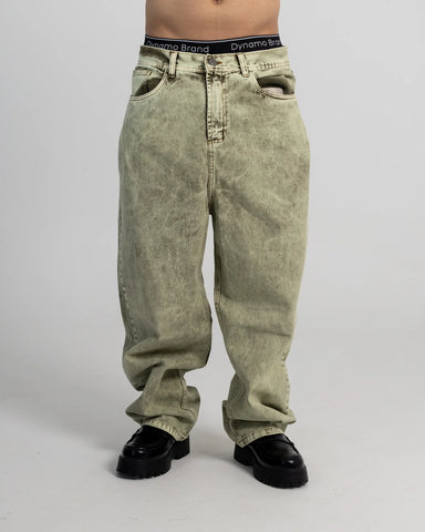 Jean Baggy Green Washed