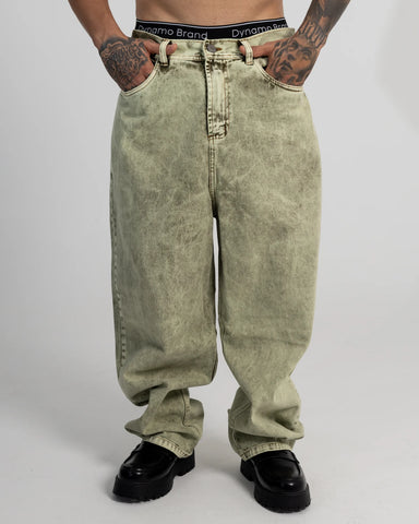 Jean Baggy Green Washed