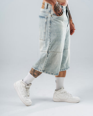 Baggy Jorts Unisex Azul Calro Con Corte Delantero