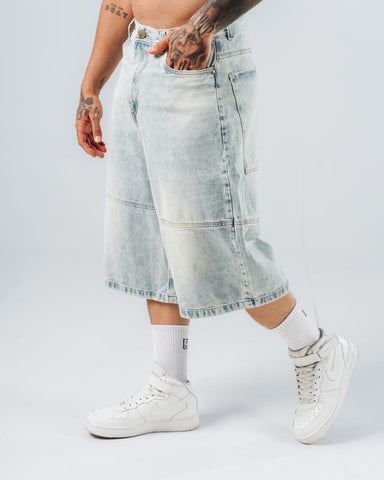 Baggy Jorts Unisex Azul Calro Con Corte Delantero