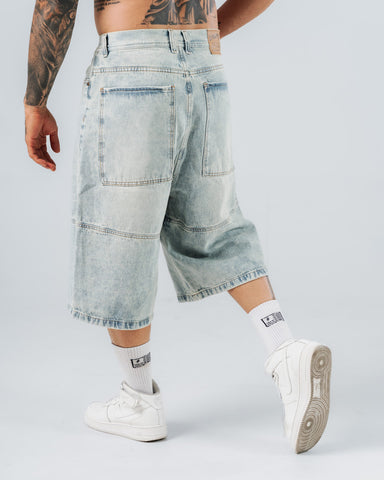 Baggy Jorts Unisex Azul Calro Con Corte Delantero