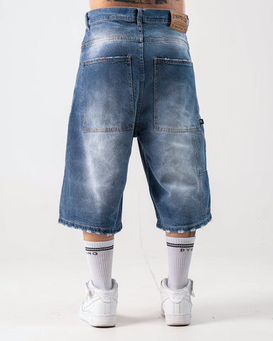 Baggy Jorts Unisex Azul Con Desgaste