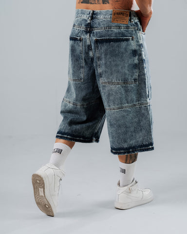 Baggy Jorts Unisex Azul Con Rotos