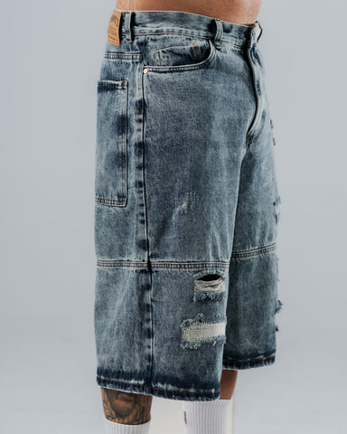 Baggy Jorts Unisex Azul Con Rotos