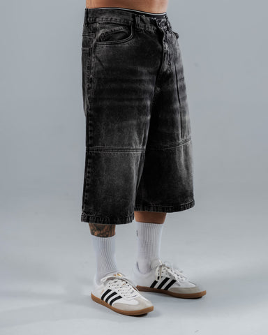 Baggy Jorts Unisex Negro Con Corte Inferior