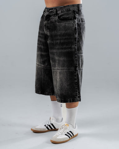 Baggy Jorts Unisex Negro Con Corte Inferior