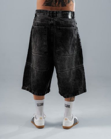 Baggy Jorts Unisex Negro Con Corte Inferior