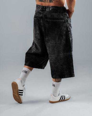 Baggy Jorts Unisex Negro Con Corte Inferior