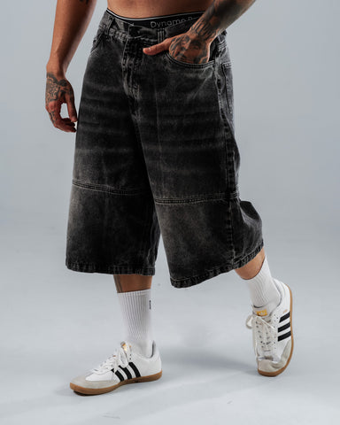 Baggy Jorts Unisex Negro Con Corte Inferior