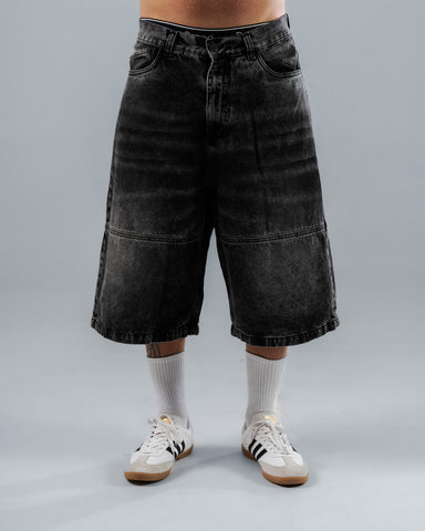 Baggy Jorts Unisex Negro Con Corte Inferior