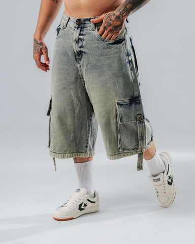 Bermuda Jorts Azul Tipo Cargo