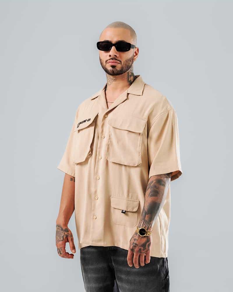 Camisa Para Hombre Oversize Caqui Dynamo