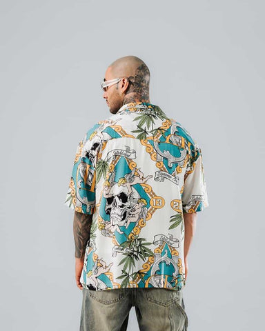 Camisa Para Hombre Oversize Crudo Calavera