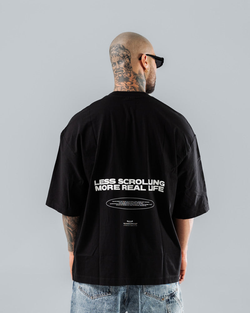 Camiseta Para Hombre Oversize Negra Tyde Reveals