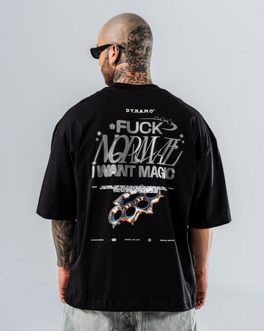 Camiseta Para Hombre Oversize Negra F*ck Normal