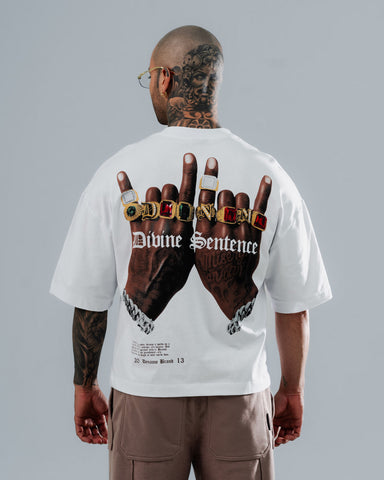 Camiseta Boxy Blanca Divine Sentence