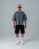 Camiseta Boxy Fit Básica Azul Rochoso