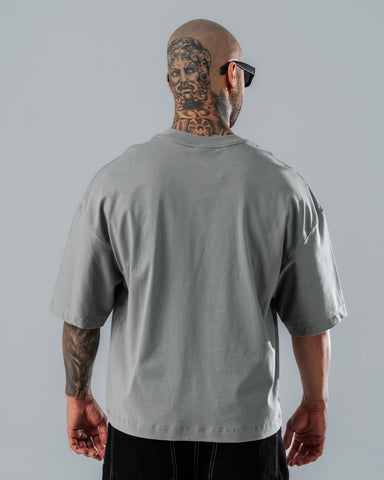 Camiseta Boxy Fit Básica Gris Cemento