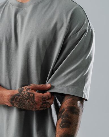 Camiseta Boxy Fit Básica Gris Cemento