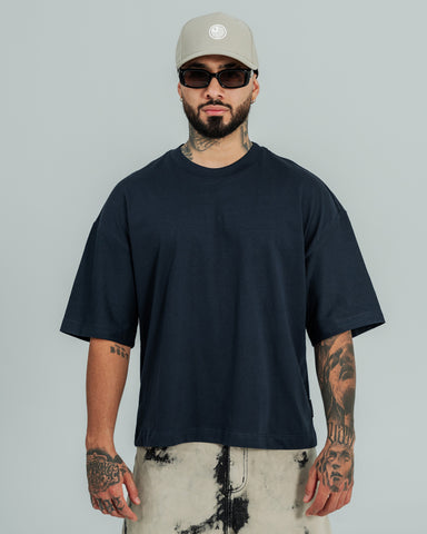 Camiseta Boxy Fit Básico Azul-Navy
