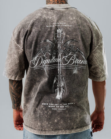 Camiseta Oversize Acid Wash Dark Wings
