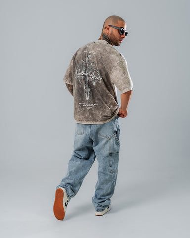 Camiseta Oversize Acid Wash Dark Wings
