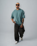Camiseta Oversize Básica Azul Grisáceo