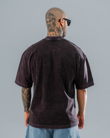Camiseta Oversize Básica Lavanda - Acid Wash 270 Gramos